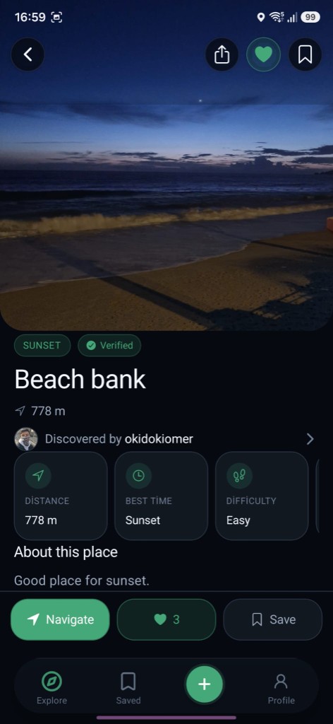 Nice Place place detail for Beach bank sunset spot
